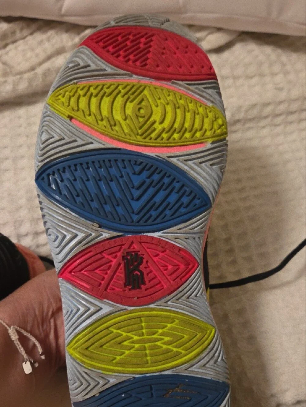Nike  KYRIE 5 Kids Black Sneakers with Blue Interior and Coral Accents